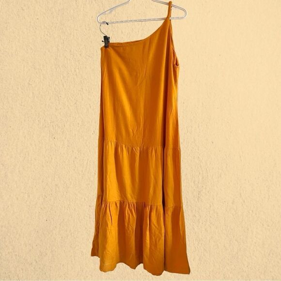 FARM Rio yellow one shoulder tiered maxi dress linen - Picture 9 of 15